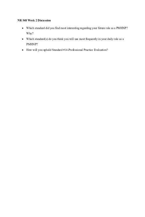 NR 548 Week 2 Discussion; Standard 5B