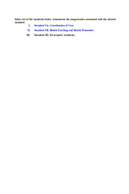NR 548 Week 2 Discussion; Standard 5B Health Teaching and Health Promotion, 5A coordination of care