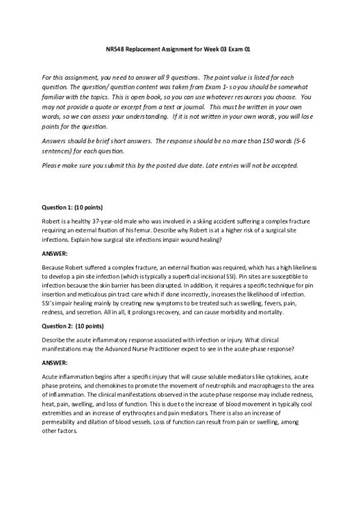NR 548 Week 3 Replacement Assignment for Exam 1