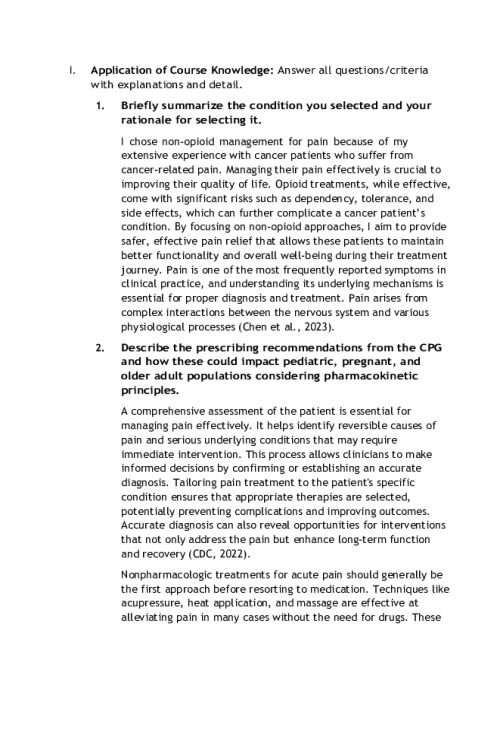 NR 565 Week 1 Collaboration Cafe; CPGs Related to Prescribing Medication - Pain; Non-opioids