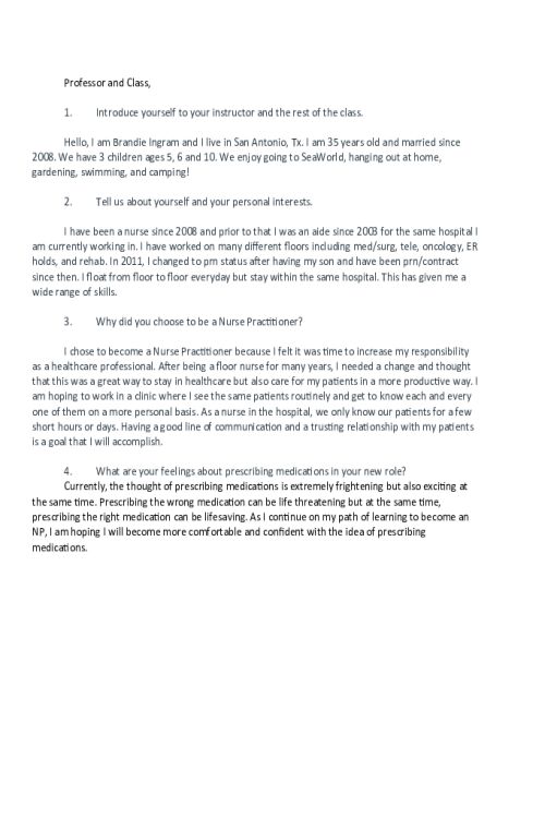 NR 565 Week 1 Discussion; Introductions (not graded but required)