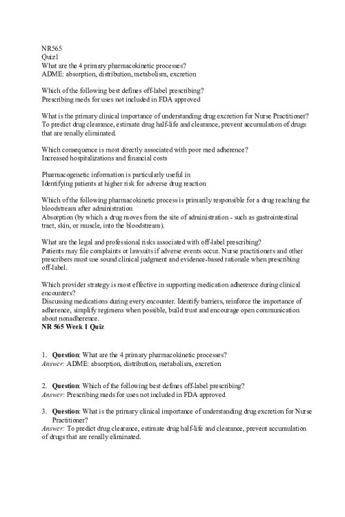 NR 565 Week 1 Quiz