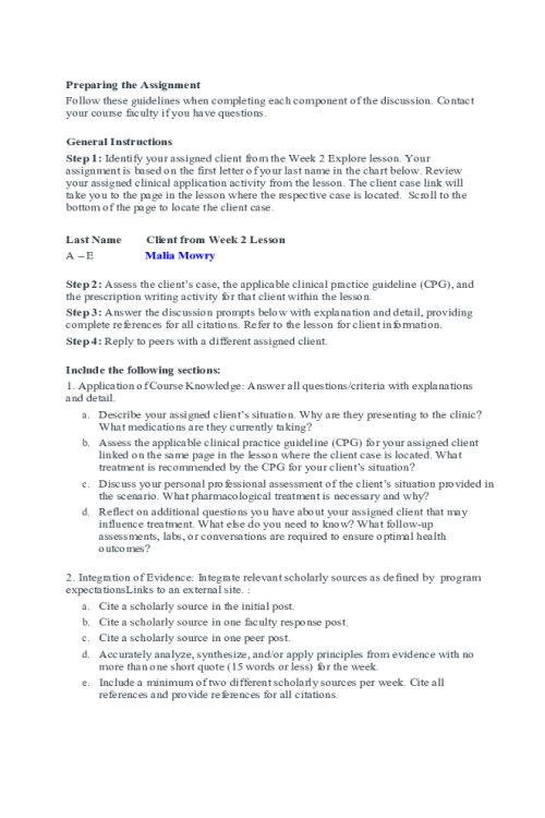 NR 565 Week 2 Discussion; CPGs for Hypertension in Cardiac Patients - Malia Mowry