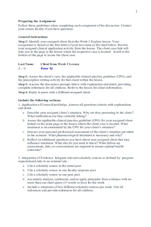 NR 565 Week 2 Discussion; CPGs for Hypertension in Cardiac Patients - Peter Xi
