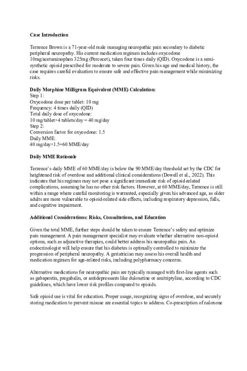 NR 565 Week 3 Cafe Collaboration; CPGs Related to Opioid Prescribing - Terrence Brown.