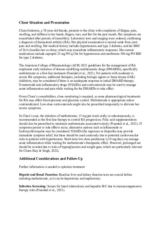 NR 565 Week 4 Cafe Collaboration; Muskuloskeltal and Rheumatologic Conditions - Chara Gutierrez