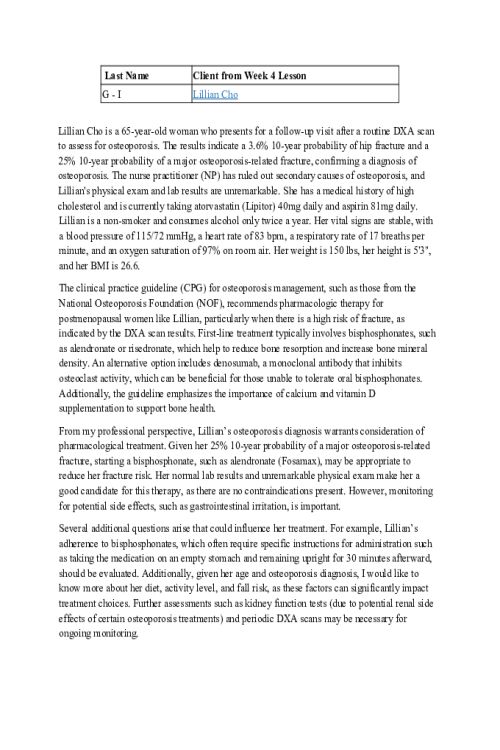 NR 565 Week 4 Cafe Collaboration; Muskuloskeltal and Rheumatologic Conditions - Lillian Cho