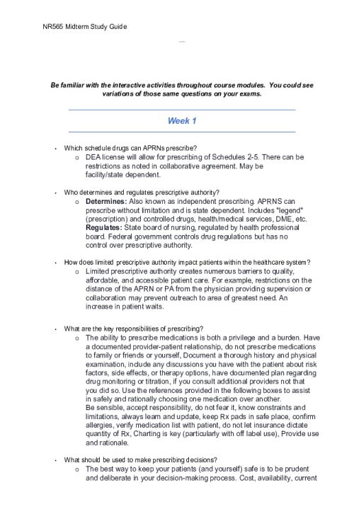 NR 565 Week 4 Midterm Study Guide