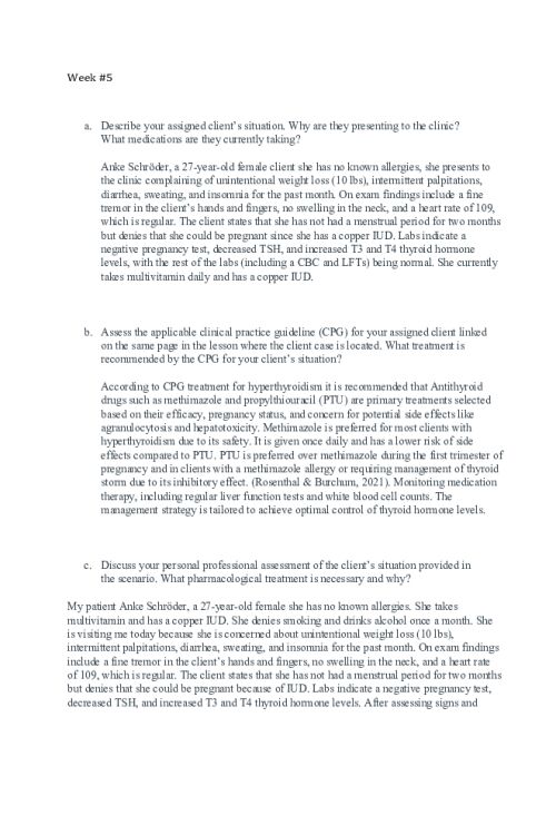NR 565 Week 5 Discussion; CPGs Related to Endocrine Disorders - Anke Schröder