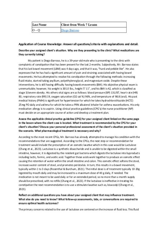 NR 565 Week 7 Discussion; CPG's Related to Gastrointestinal Conditions - Diego Barroso