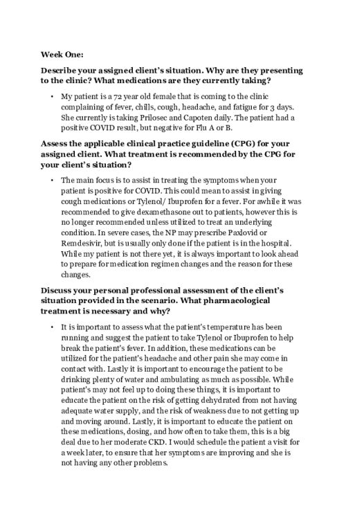NR 566 Week 1 Collaboration Cafe; CPGs Related to Fungal and Viral Infections - Ahava Zwiebel