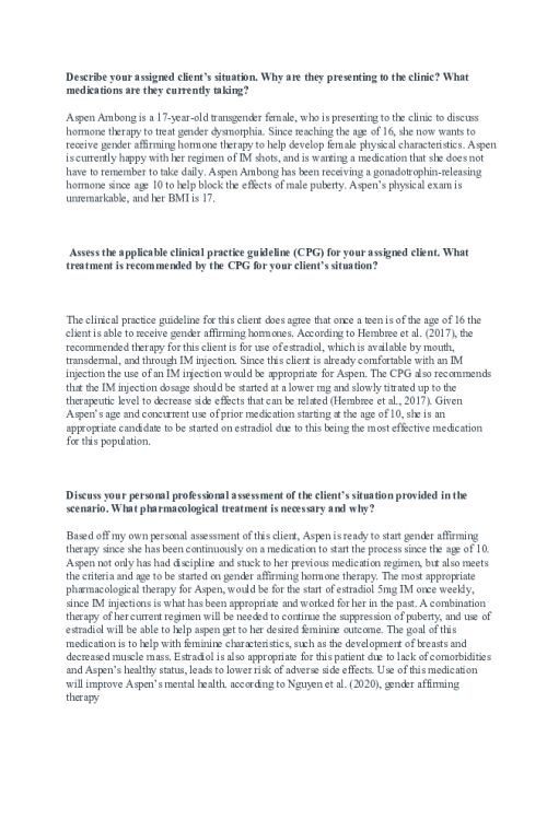 NR 566 Week 3 Collaboration Cafe; CPGs for Gender Related Health - Aspen Ambong