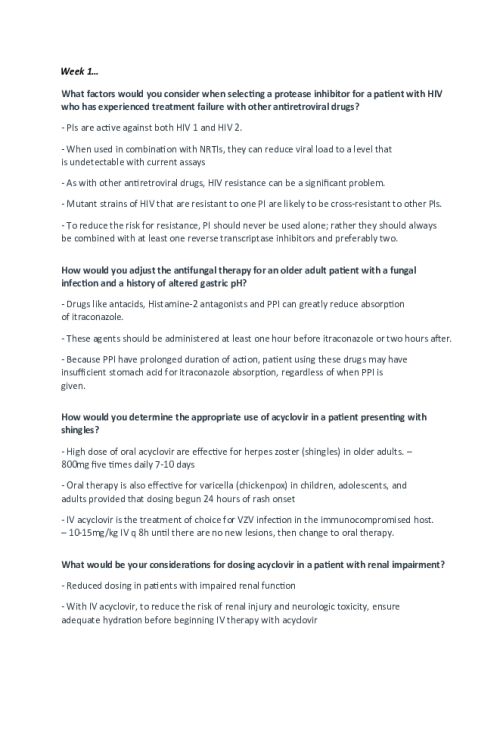 NR 566 Week 4 Midterm Exam Notes; Protease Inhibitors and Antiviral Therapies