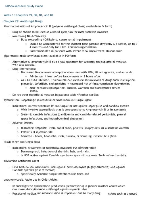 NR 566 Week 4 Midterm Study Guide; Key Concepts from Chapters 79-83