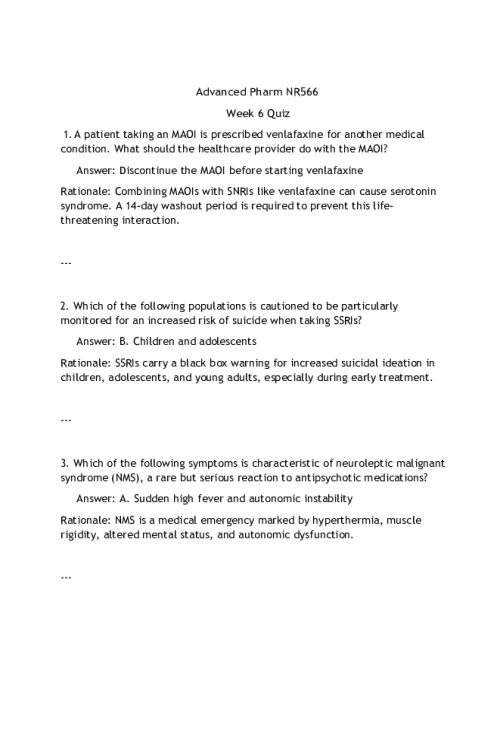 NR 566 Week 6 Quiz - All Correct