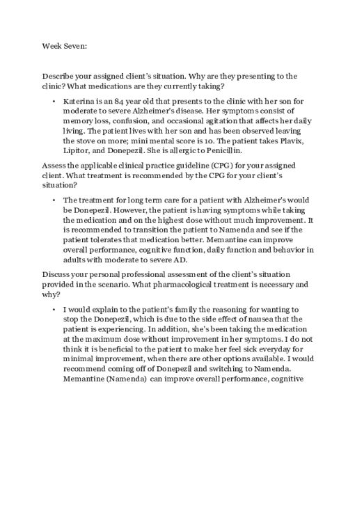 NR 566 Week 7 Discussion; CPGs Related to Neurological Disorders - Katerina Kuznetsov