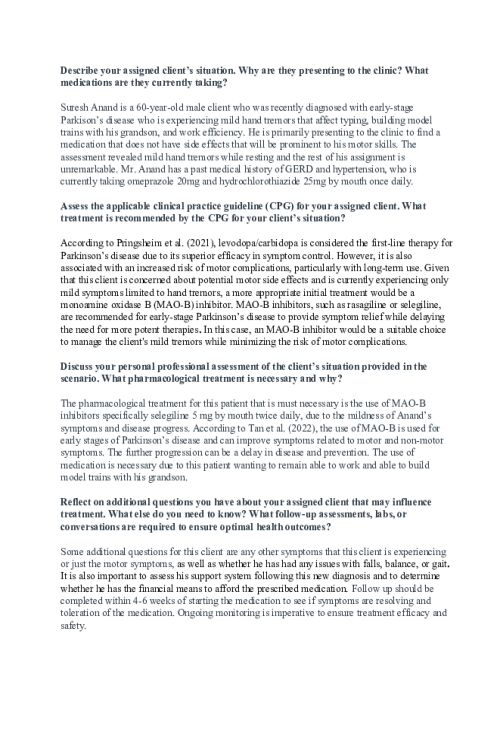 NR 566 Week 7 Discussion; CPGs Related to Neurological Disorders - Suresh Anand