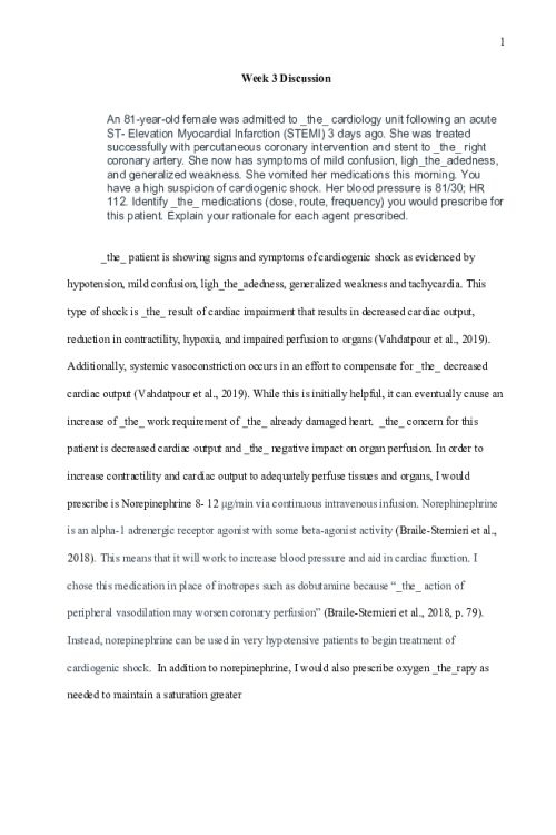 NR 567 Week 3 Clinical Decision-Making Discussion; An 81-year-old female