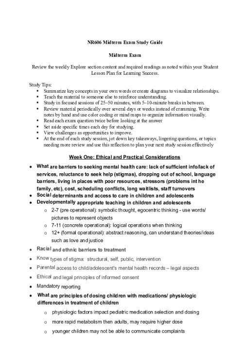 NR 606 Week 4 Midterm Exam Review.