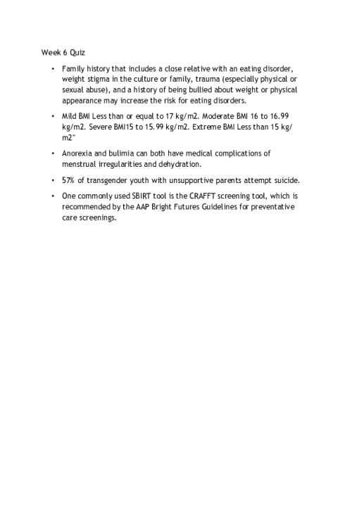 NR 606 Week 6 Quiz Summary