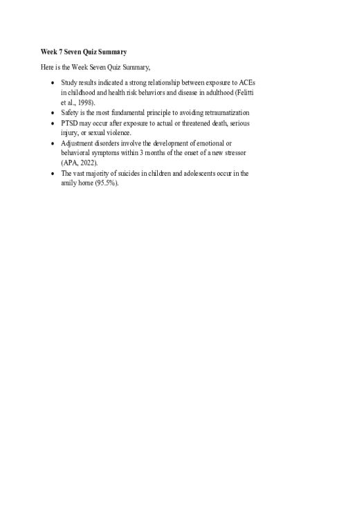 NR 606 Week 7 Quiz Summary