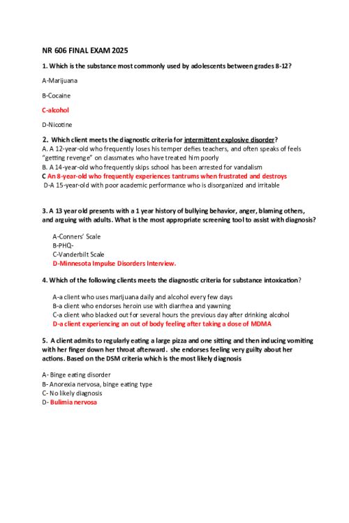 NR 606 Week 8 Final Exam (Actual Exam)