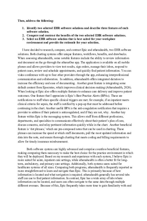 NR 706 Week 2 Discussion; Clinical Information Systems
