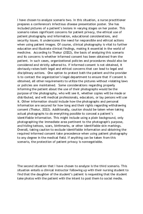 NR 706 Week 6 Discussion; Health Privacy Breach - Scenario 2 and Scenario 3