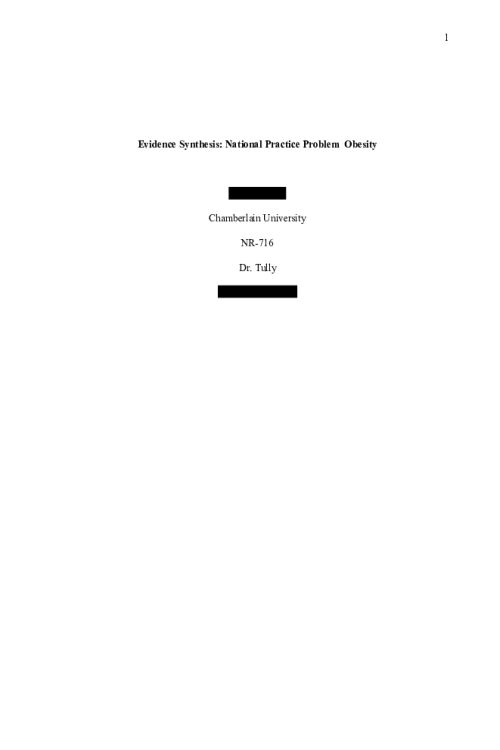 NR 716 Week 6 Assignment; Translation Science and Synthesis