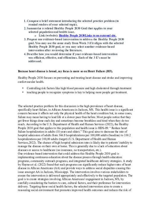 NR 717 Week 4 Discussion; Evaluation Processes in Population Health
