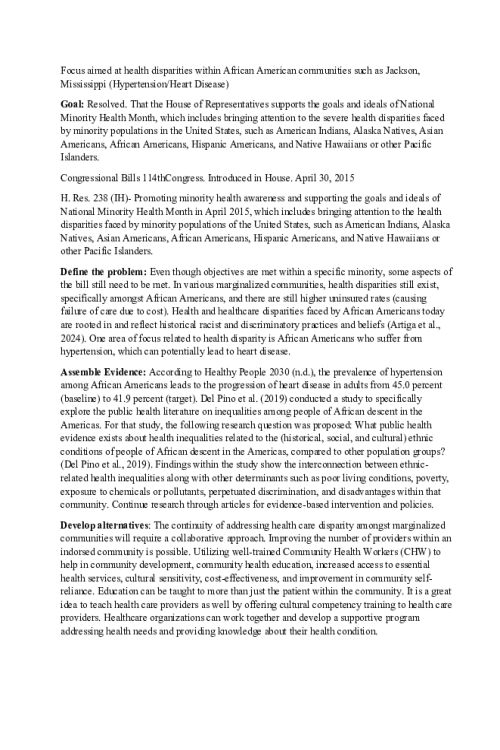 NR 717 Week 6 Discussion; Policy Analysis to Impact Population Health