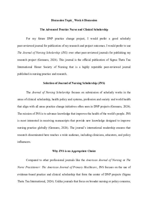 NR 730 Week 6 Discussion; The Advanced Practice Nurse and Clinical Scholarship
