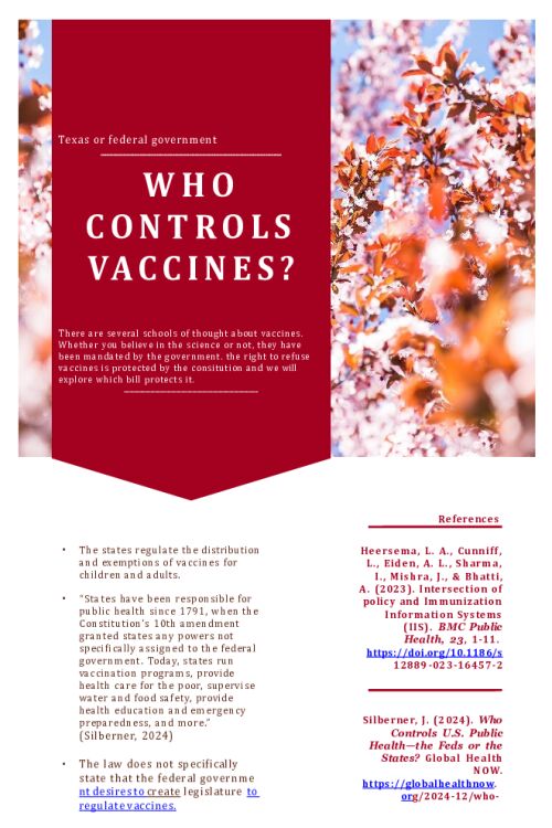 POLI 330N Week 6 Change Agent Assignment Part II - Vaccination Programs at State, Federal, or Global Levels Flyer